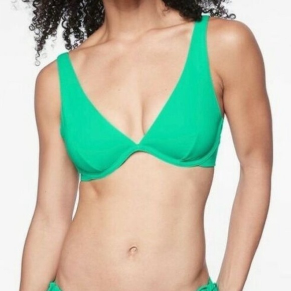 Athleta Swim Athleta Swimwear Bra Cup Plunge Bikini Top Green Nwt